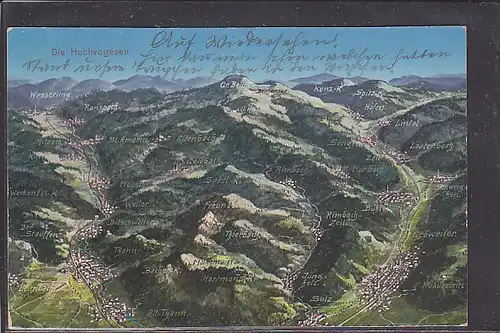 AK Landkarte Die Hochvogesen 1914