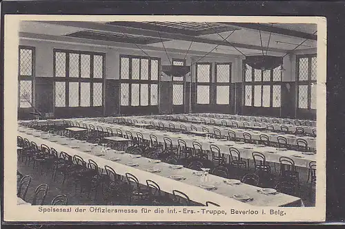 AK Speisesaal der Offiziersmesse f.d. Inf.-Ers.-Truppe Beverloo 1916