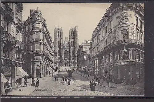 AK Bruxelles - La Rue et l´Eglise Sainte Gudule 1930