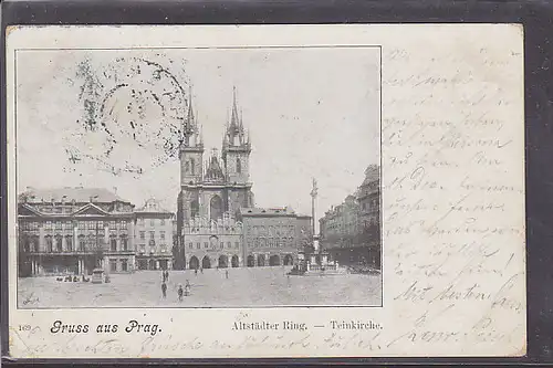 AK Gruss aus Prag Altstädter Ring - Teinkirche 1903