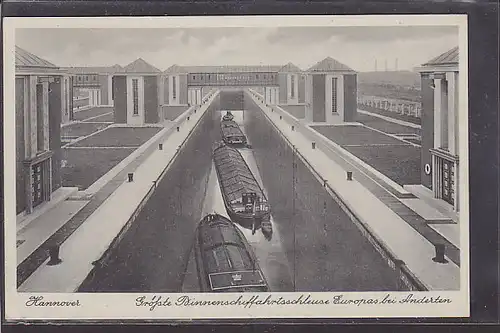 AK Hannover Grösste Binnenschiffahrtsschleuse Europas 1930
