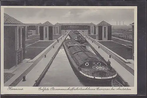 AK Hannover Grösste Binnenschiffahrtsschleuse Europas 1931