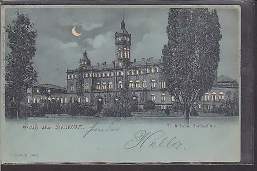Mondschein Hgl AK Gruss aus Hannover Technische Hochschule 1899