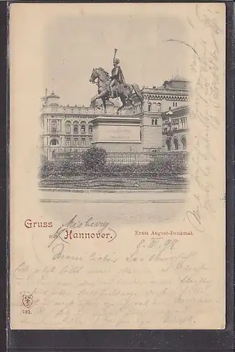 AK Gruss aus Hannover Ernst August Denkmal 1898