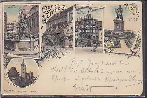 AK Litho Gruss aus Nürnberg 5.Ansichten 1900