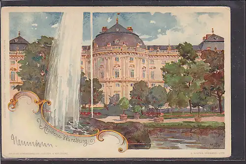 AK Litho Residenz Würzburg 1900