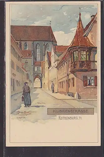 AK Litho Klingenstrasse Rothenburg o/T. 1900