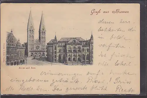 AK Gruss aus Bremen Börse und Dom 1897