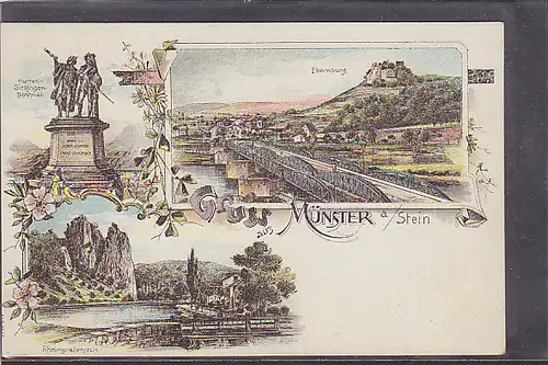 AK Litho Gruss aus Münster a. Stein 3.Ansichten 1900