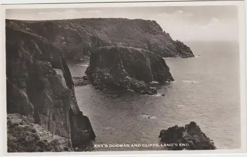 [Echtfotokarte schwarz/weiß] Eny's Dodman And Cliffs Land's End. 