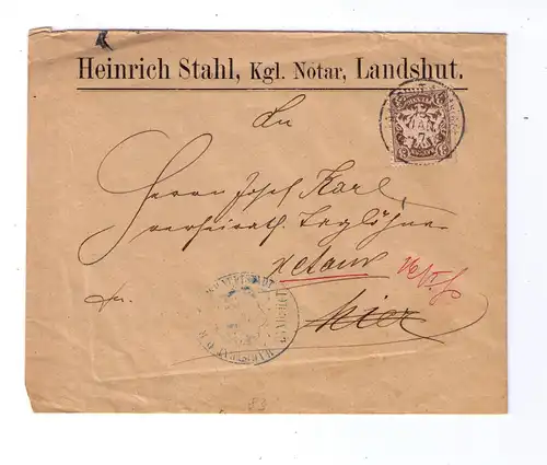 Altdeutschland Bayern 1895 / LANDSHUT  Orts-Brief / Retour - "polizeilich unbekannt"