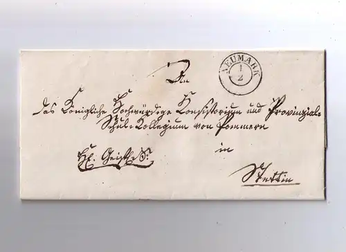 Vorphila Preußen / K2 NEUMARK von 1840 (Feuser 2435-2) / rs Siegel mit Inschrift "Sinode"