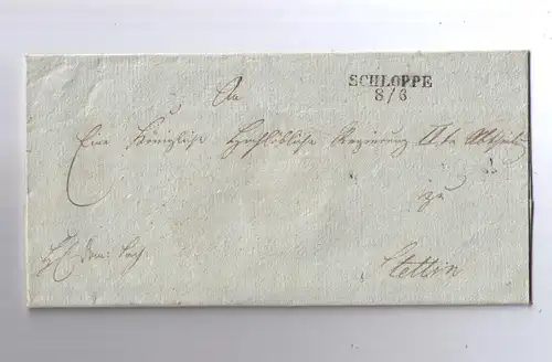 Vorphila Preußen / L2 SCHLOPPE von 1825 (Feuser 3171-1) / Papierwasserzeichen "Schloppe H"