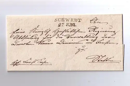 Vorphila Preußen / L2 SCHWEDT von 1817 (Feuser 3265-1) / Papierwasserzeichen "W. EBART" aus Spechthausen