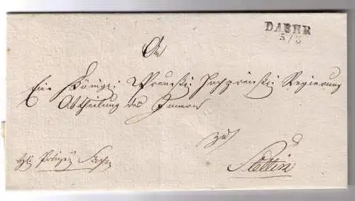 Vorphila Preussen / Kabinett-Brief DABER (F 645-1) / Wasserzeichen "A. MUNCH in HOHENKRUG"