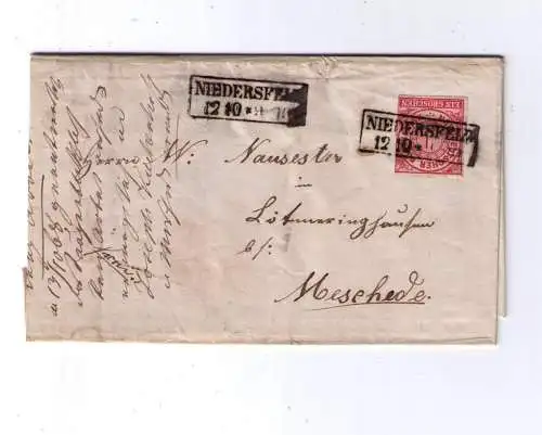 NDP 1868 / Ra2 NIEDERSFELD / geschrieben in Küstelberg / NV Pr2376 / kompletter Inhalt