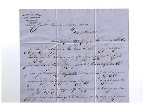 NDP 1868 / K2 CÖLN BAHNHOF / Nachverwendung Pr609 / mit Inhalt / schöner Briefkopf "Christian ALSDORFF ......."