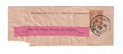 Österreich Streifband 3 Heller 29.1.1904 / vom D.u.Ö Alpenverein / adressiert an Dr. Schott, Direktor der Glashütte Jena
