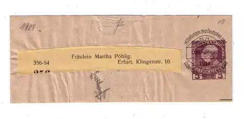 Österreich Streifband 3 Heller Januar 1911 / vom D.u.Ö Alpenverein / gelaufen nach Erfurt