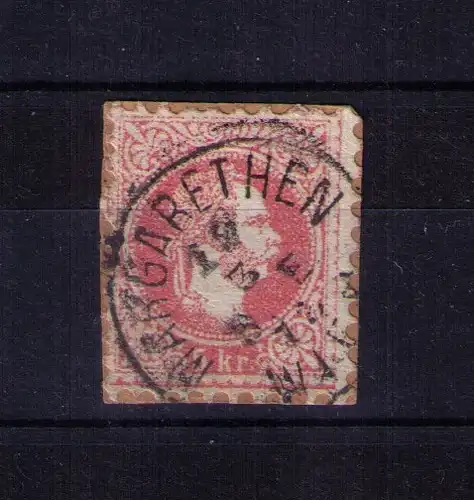 Briefmarke Österreich Ausgabe 1867  - Mi. Nr 37 auf Briefstück / 5 Kreuzer / Stempel: WIEN-Margarethen