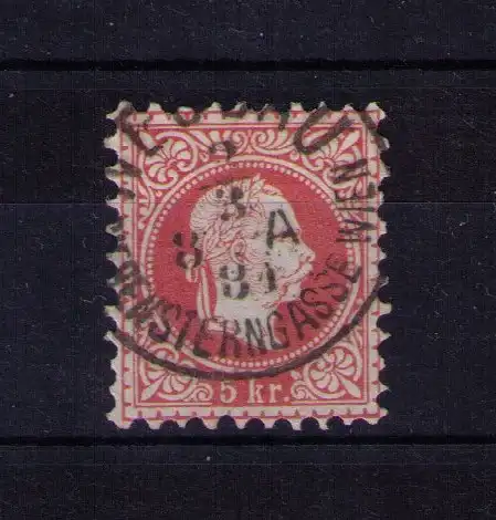 Briefmarke Österreich Ausgabe 1867  - Mi. Nr 37 / 5 Kreuzer / Stempel: WIEN-NEUBAU-SIEBENSTERNGASSE