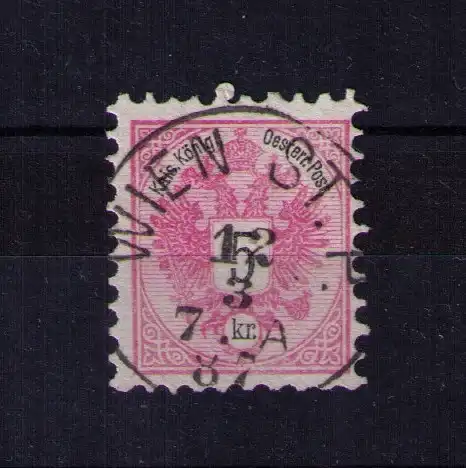 Briefmarke Österreich Ausgabe 1883  - Mi. Nr 46 / 5 Kreuzer / Stempel: WIEN-ST.P. von 1887