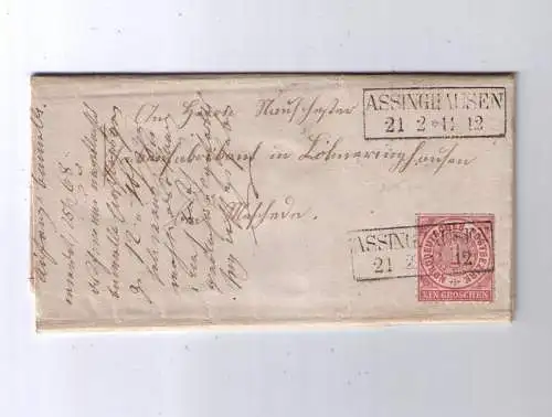 NDP 21.2.1868 / Ra2 ASSINGHAUSEN - Nachverwendung Pr121 / Brief aus Elleringhausen