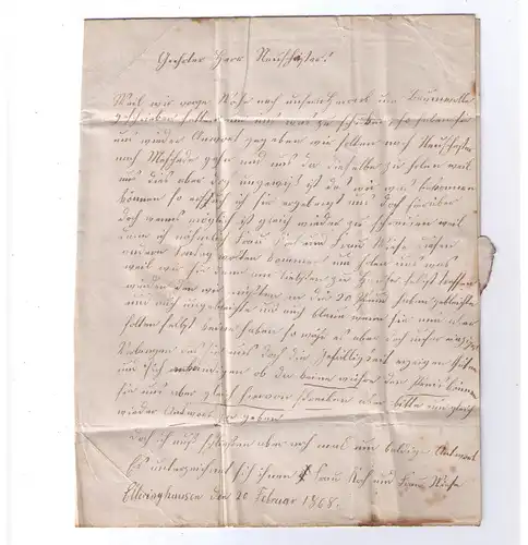 NDP 21.2.1868 / Ra2 ASSINGHAUSEN - Nachverwendung Pr121 / Brief aus Elleringhausen