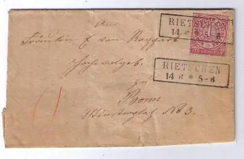 NDP ca. 1869 / Ra2 RIETSCHEN - Nachverwendung Pr2775 / gelaufen nach Bonn
