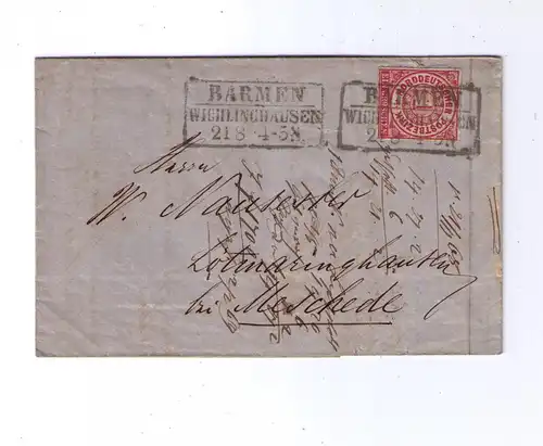 NDP 21.8.1868 / Ra3 BARMEN WICHLINGHAUSEN - Nachverwendung Pr152 / dekorative Rechnung