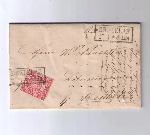 NDP 26.4.1868 / Ra2 BREDELAR - Nachverwendung Pr423 / trauriger Brief aus MADFELD