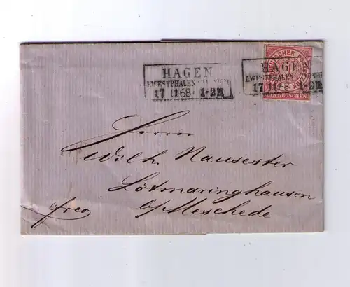 NDP 17.11.1868 / Ra3 HAGEN I. WESTPHALEN (BAHNHF) - Nachverwendung Pr1341