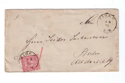 NDP 8.4.1870 / K2 ZIRKE - Nachverwendung Pr3674 / rs Ak "BERLIN E.21."