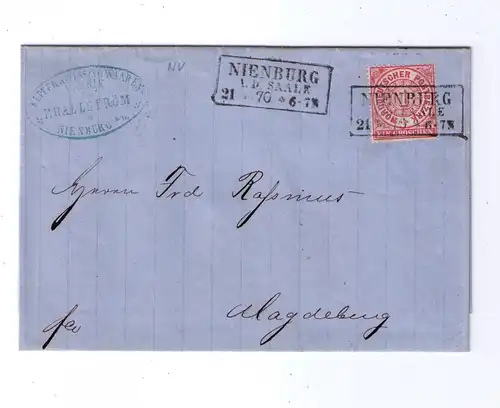 NDP 21.5.1870 / Ra3 "NIENBURG A. D. SAALE" - Nachverwendung Pr2384 / von F. Hallström - mit Firmen-Oval-Stempel