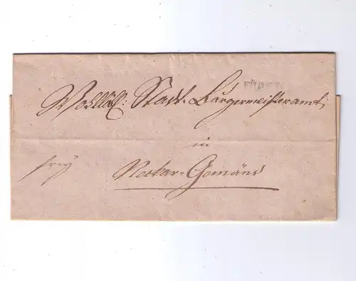 Vorphila Württemberg / L1 Fürfeld - gelaufen nach Neckargemünd / rs Grenzüberschreitende Tax