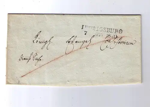 Vorphila Württemberg 1820 / L2 Ludwigsburg / Ortsbrief an das evangelische Consistorium / Namensstempel "Nógrády."