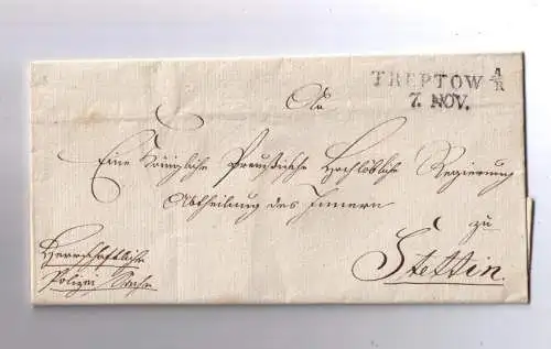 Vorphila Preußen L2 TREPTOW A/R - gelaufen nach Stettin / Siegel / sehr dekorativer Beleg