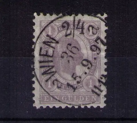 Briefmarke Österreich Ausgabe 1896  - Mi. Nr 67 / 1 Gulden / Stempel: WIEN 2/4-36 vom 15.9.1897