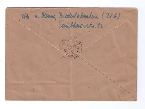 1947 Allg. - R-Brief mit "Feldpost-R-Zettel" überstempelt mit "Niederlahnstein"