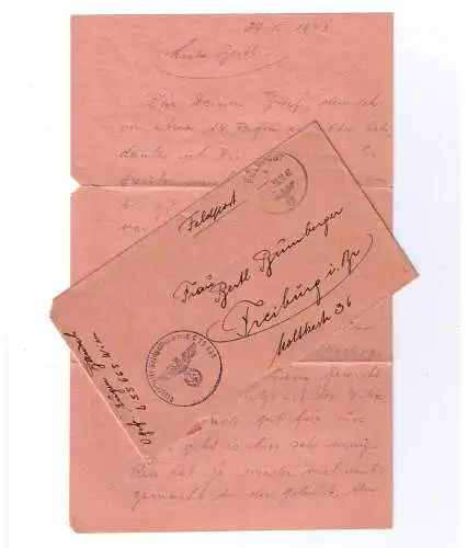 Feldpost 1943 von FPN 55665 - adressiert nach Freiburg im Breisgau
