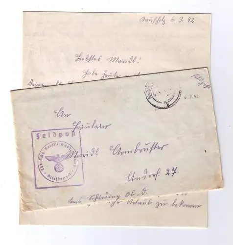 Feldpost 1942 - Brief vom Landesschützen-Btl. - adressiert nach Andorf bei Schärding