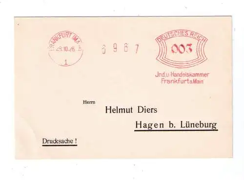DR Absenderfreistempel - Frankfurt (Main) 1926 - "Industrie- und Handelskammer"