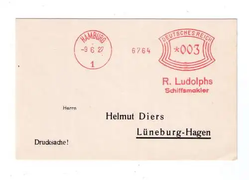 DR Absenderfreistempel - Hamburg 1927 - Firma "R. Ludolphs Schiffsmakler"