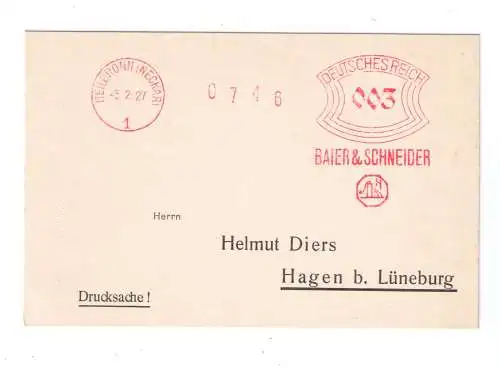 DR Absenderfreistempel - Heilbronn (Neckar) 1927 - Firma "Baier & Schneider"