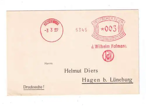 DR Absenderfreistempel - Kötzschenbroda 1927 - Firma "J. Wilhelm Hofmann"