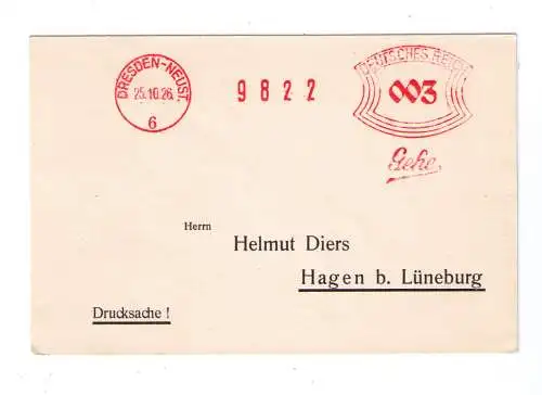 DR Absenderfreistempel - Dresden Neust. 1926 - Firma "GEHE"