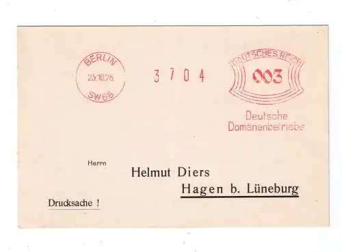 DR Absenderfreistempel - Berlin SW68 1926 - "Deutsche Domänenbetriebe"