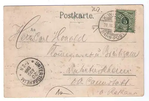 AK 1900 - Truppenübungsplatz im Hardt b. Münsingen / K.WÜRTT Bahn-Post