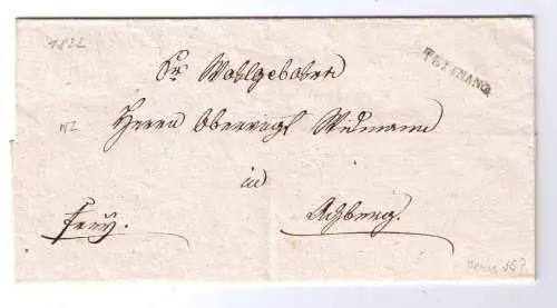 Vorphila  Württemberg ca. 1825 / Fahrpost aus Tettnang an den Obervogten Widmann in Achberg