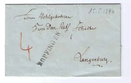 Vorphila  Württemberg ca. 1846 / Fahrpost aus Bopfingen, adressiert nach Langenburg